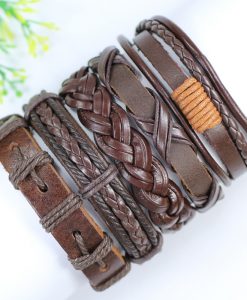 Brown Leather Handmade Bracelet Free Shipping Worldwide