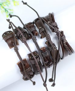 Brown Leather Handmade Bracelet Free Shipping Worldwide