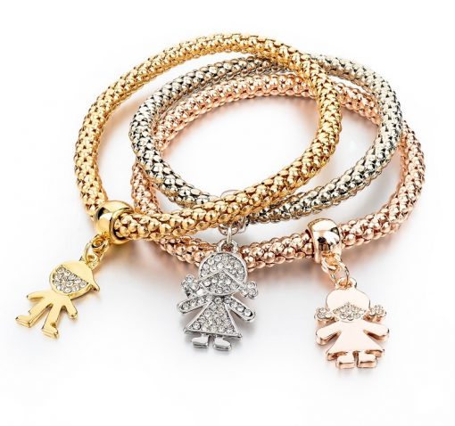 3 Pcs Silver Golden Friendship Bracelets Charms