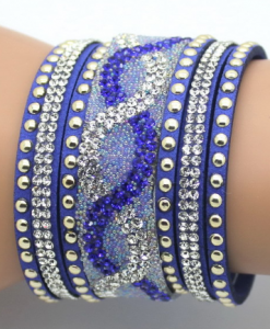 Rhinestone Women Crystal Leather Bracelet