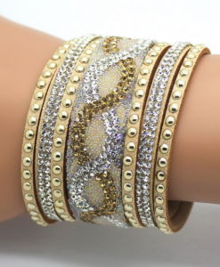 Rhinestone Women Crystal Leather Bracelet