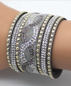 Rhinestone Women Crystal Leather Bracelet