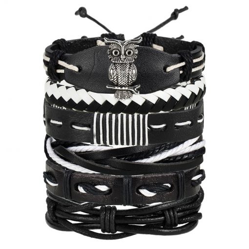 Multiple Layers Punk Leather Chain Bracelets