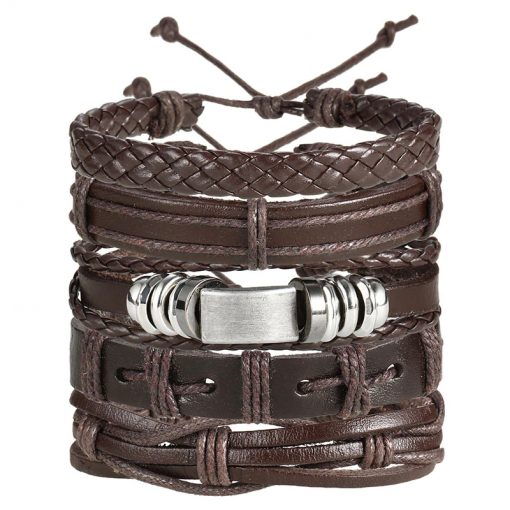 Multiple Layers Punk Leather Chain Bracelets