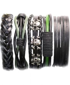 Mixed Black Green Charm Bracelet