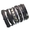 Black Ethnic Metal Wrap Leather Bracelet