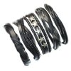 Charm Men Braided Leather Metal Wrap Bracelet