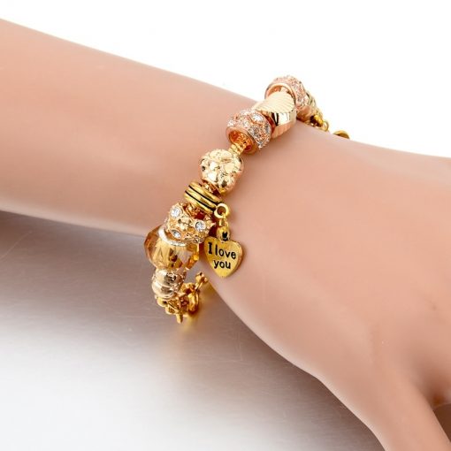 Golden Women Charms Snake Chain Bracelet